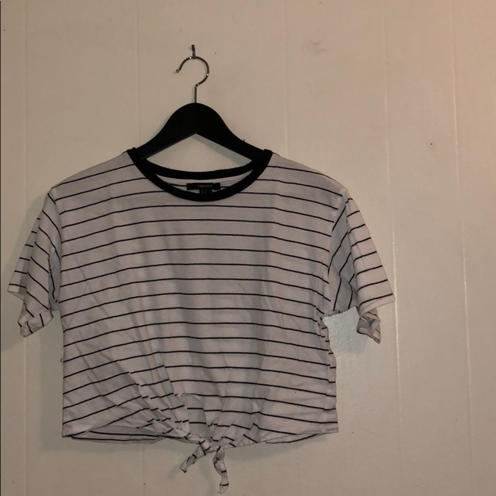 Casual Stripped Tied Crop Top
